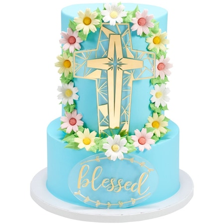 Religious Theme Cake Topper, Cross-Blessed Assortment-Cake Decor Lay-On 2/PKG